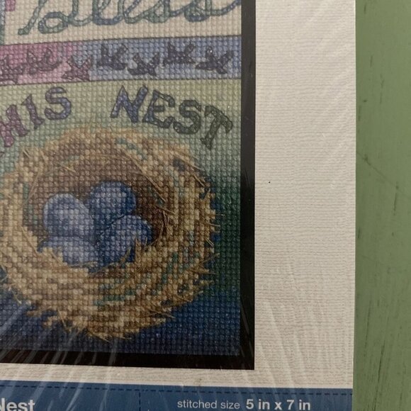 Bucilla: "Bless This Nest" Counted Cross Stitch Kit WM45524 5"x7" Birds - Sealed - Picture 2 of 3